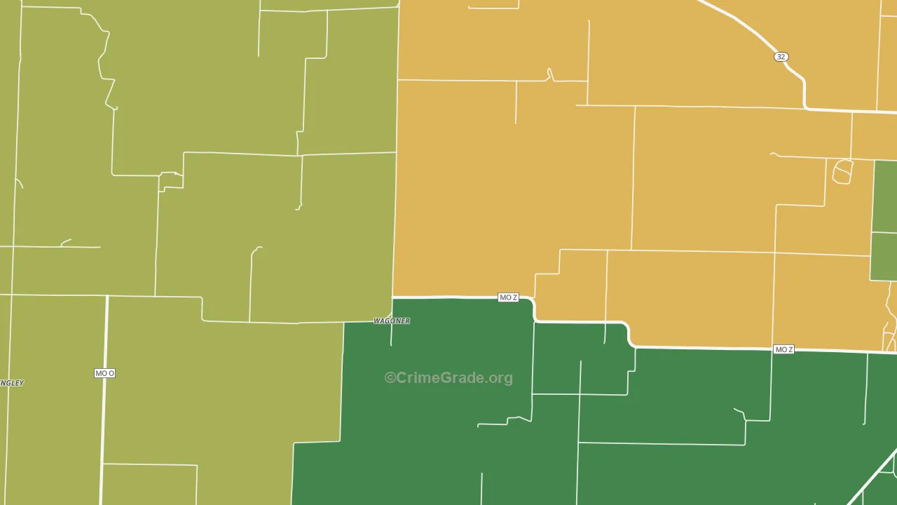 Wagoner, MO Map of Vehicle Theft Rates