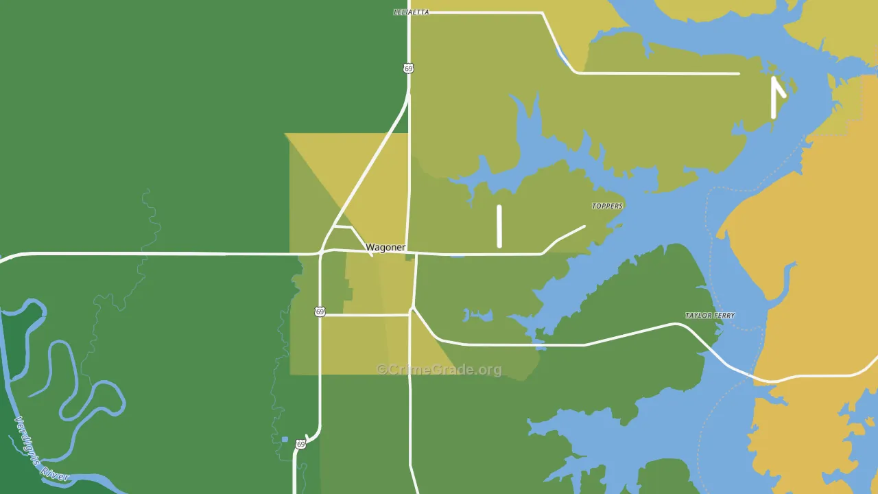 Wagoner, OK Map of Vehicle Theft Rates