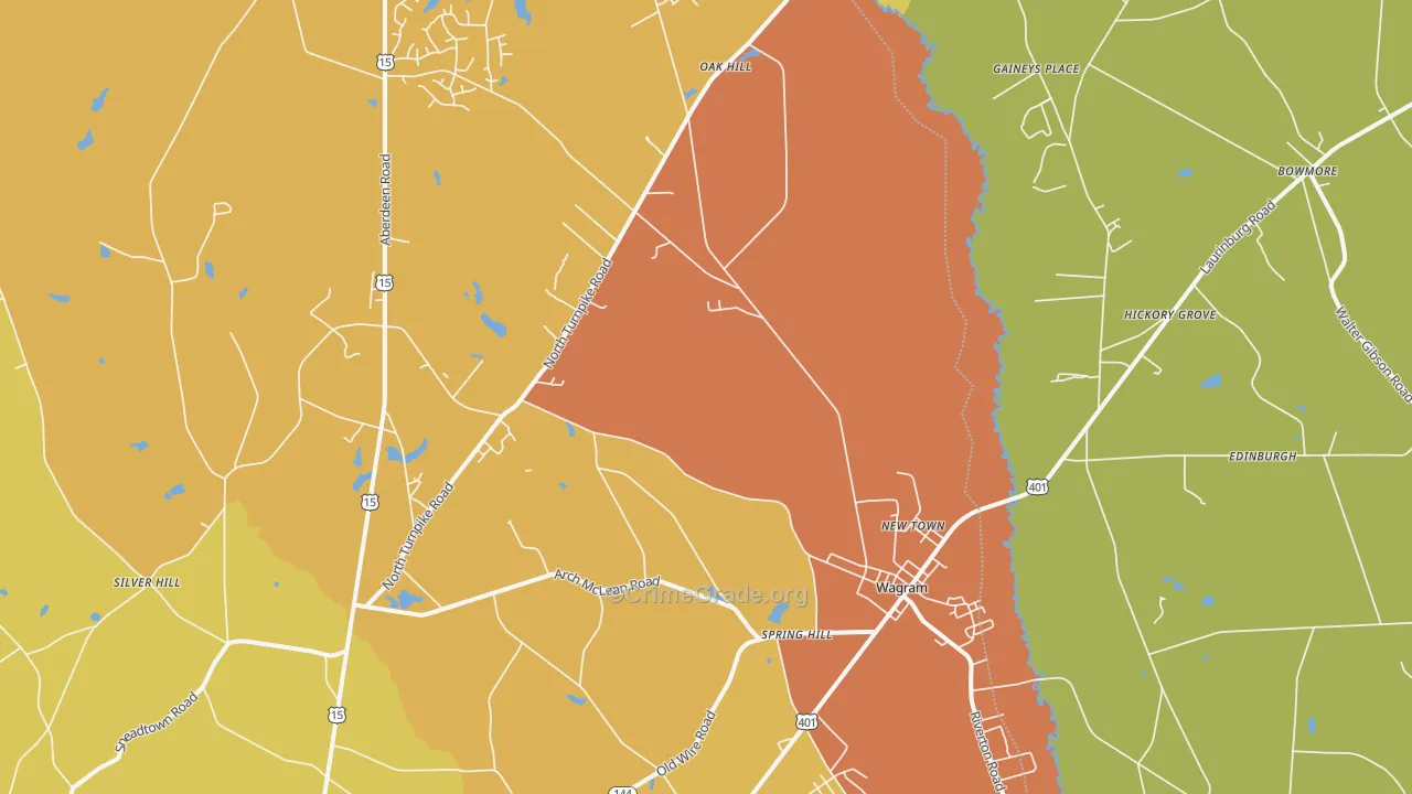 Wagram, NC Map of Vehicle Theft Rates