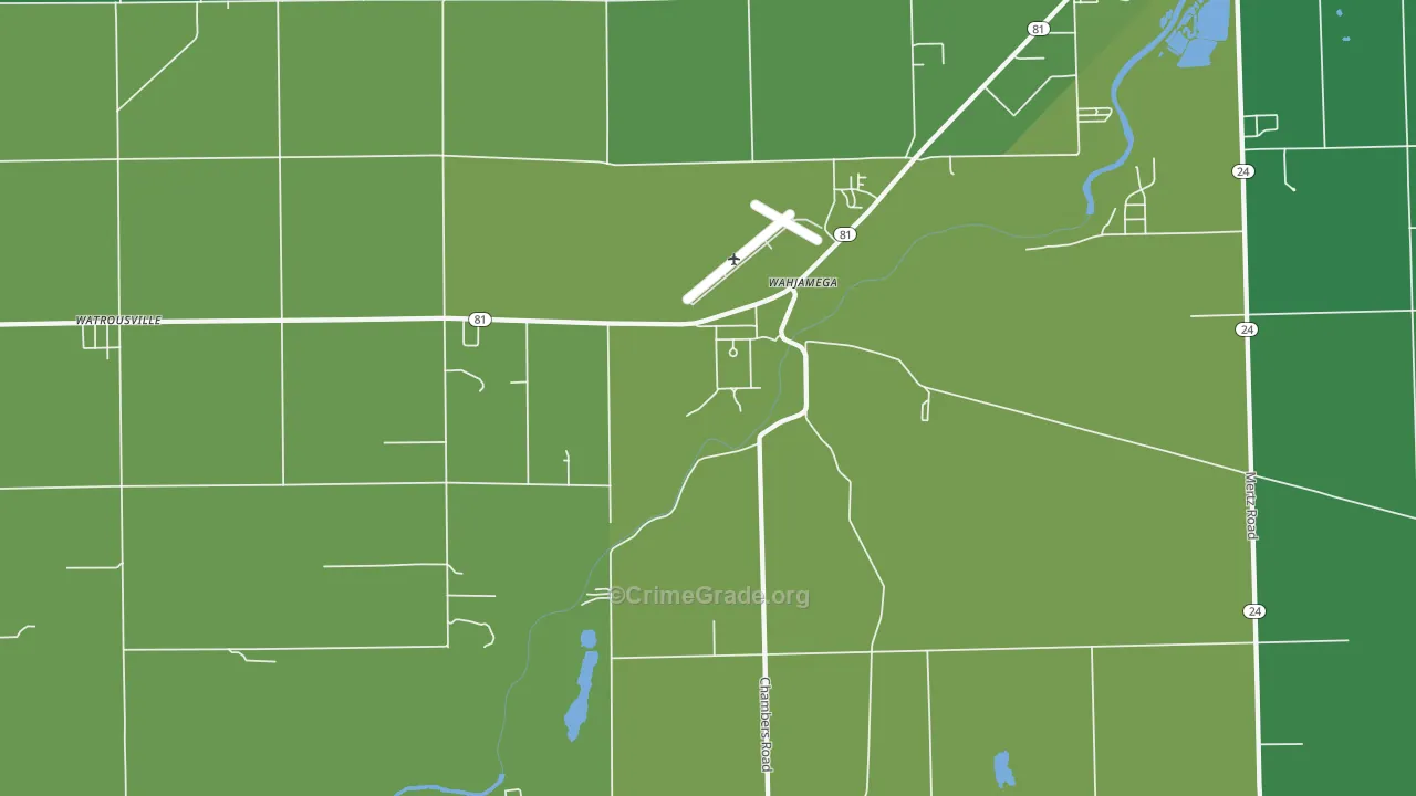 Wahjamega, MI Map of Vehicle Theft Rates
