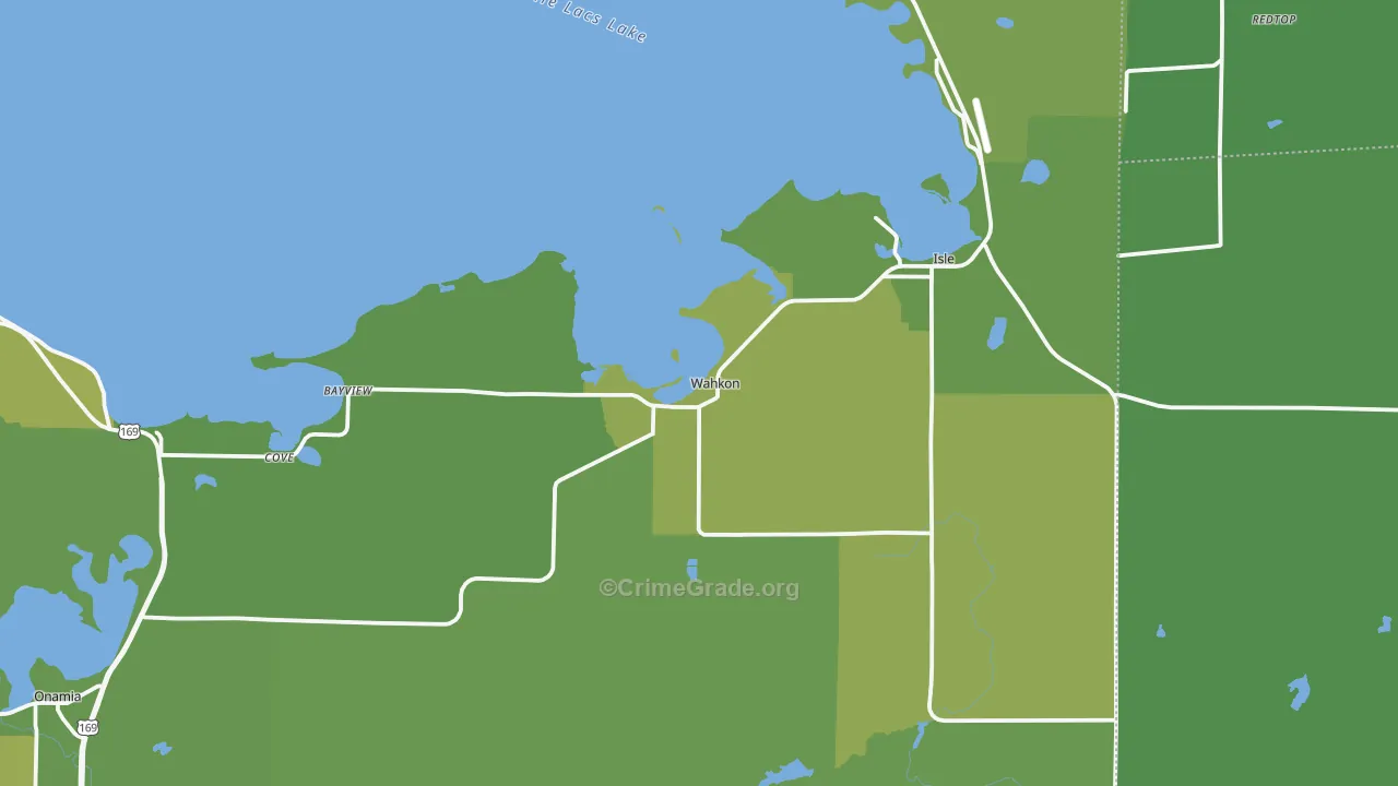 Wahkon, MN Map of Vehicle Theft Rates