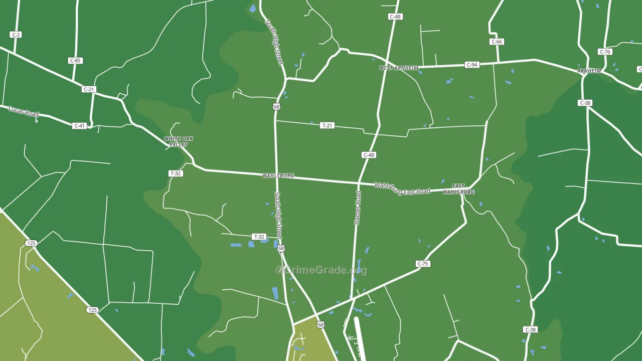 Wahlsburg, OH Map of Vehicle Theft Rates