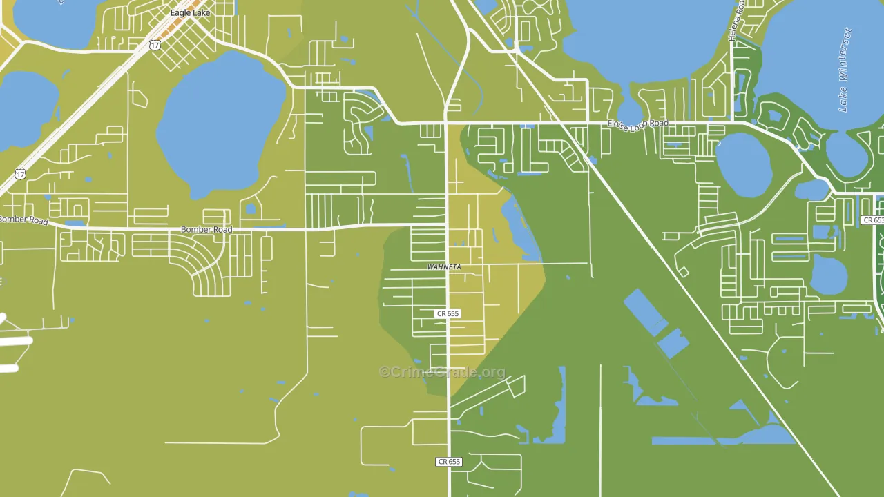 Wahneta, Winter Haven, FL Map of Vehicle Theft Rates