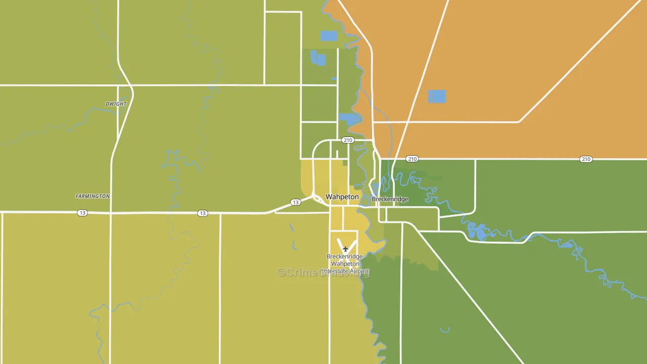 Wahpeton, ND Map of Vehicle Theft Rates