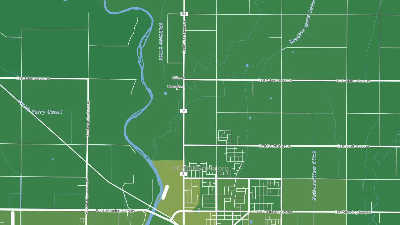 Wahtoke, CA Map of Vehicle Theft Rates