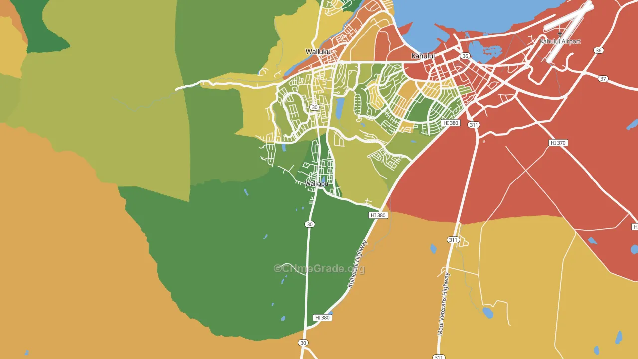 Waikapu, HI Map of Vehicle Theft Rates