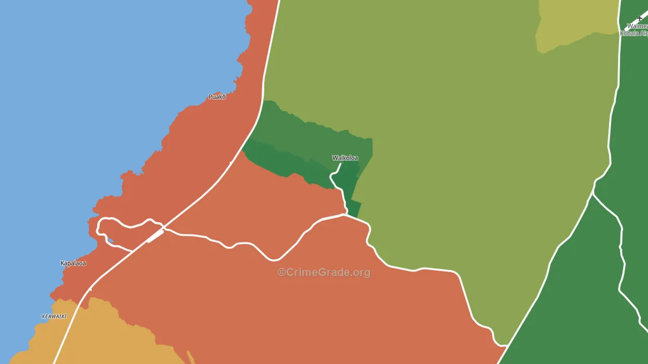 Waikoloa, HI Map of Vehicle Theft Rates