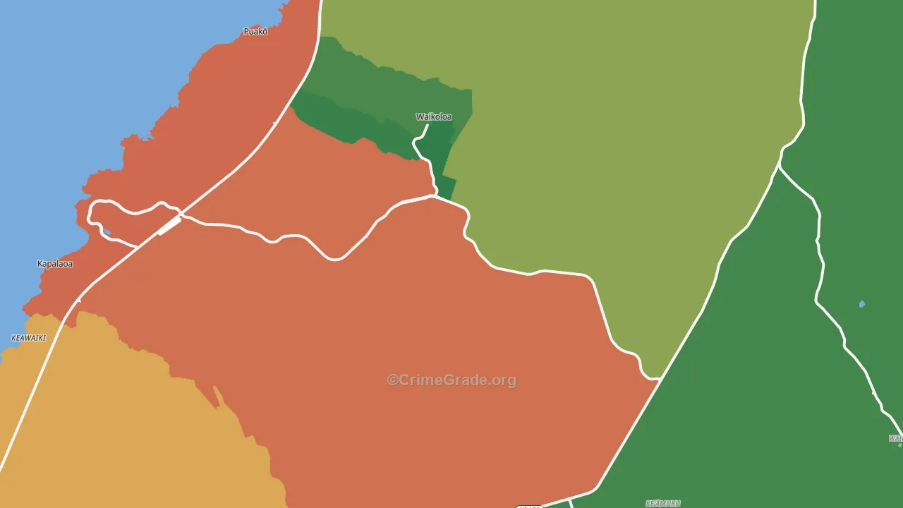Waikoloa Village, HI Map of Vehicle Theft Rates