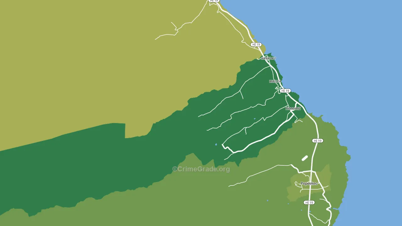 Wailea, HI Map of Vehicle Theft Rates