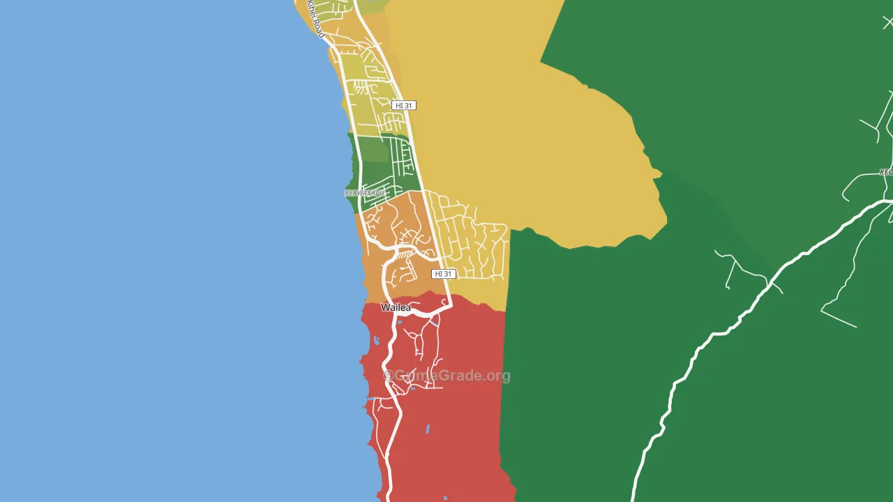 Wailea, Kihei, HI Map of Vehicle Theft Rates