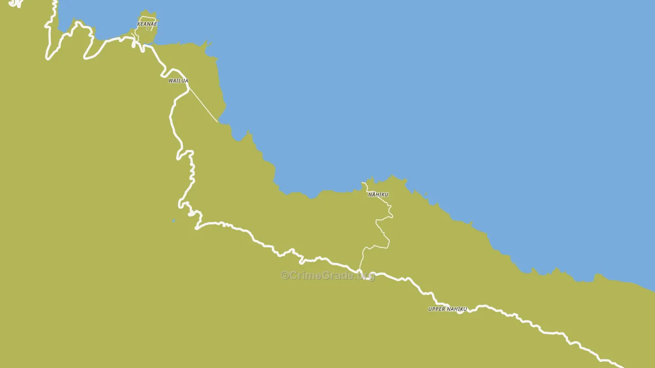 Wailua, HI Map of Vehicle Theft Rates