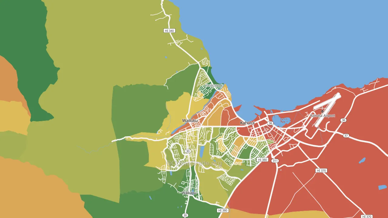 Wailuku, HI Map of Vehicle Theft Rates