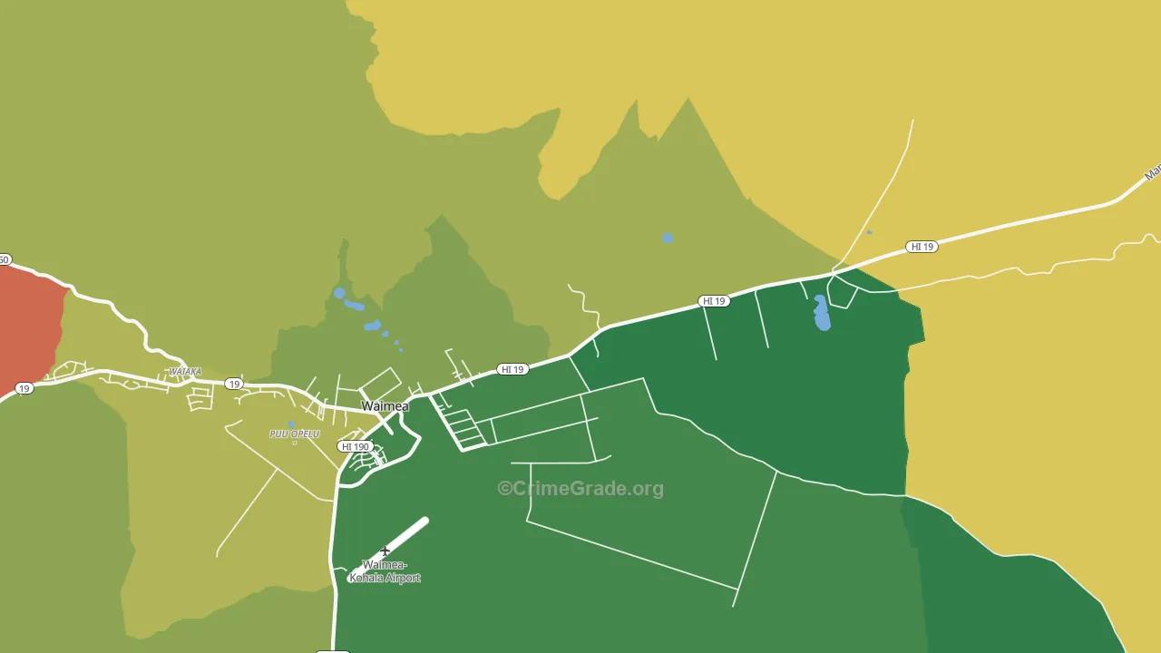 Waimea, HI Map of Vehicle Theft Rates