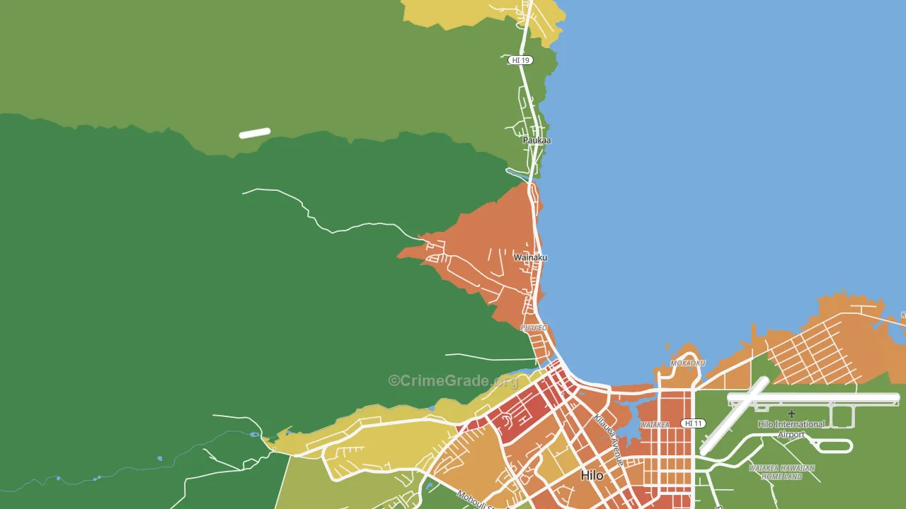 Wainaku, HI Map of Vehicle Theft Rates