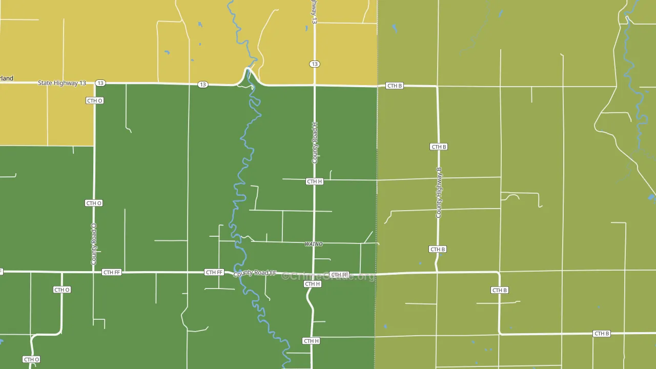 Waino, WI Map of Vehicle Theft Rates