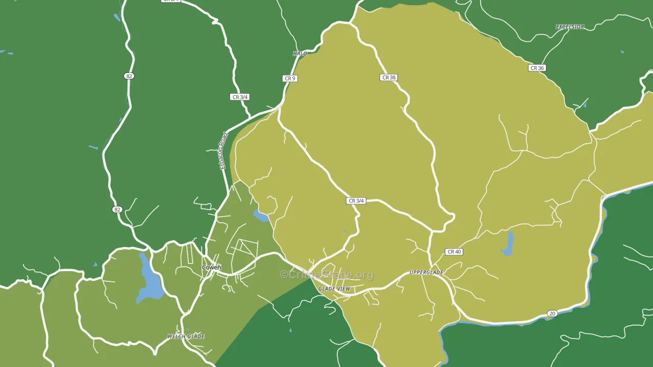 Wainville, WV Map of Vehicle Theft Rates