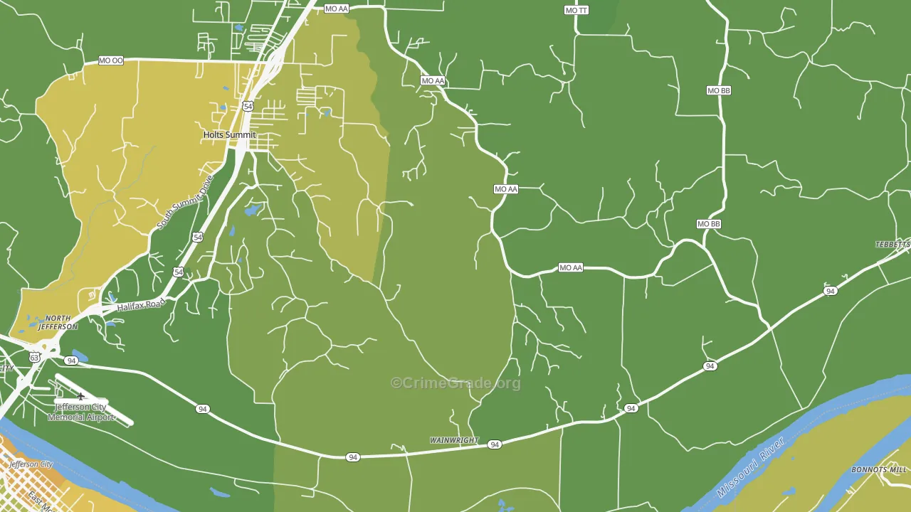 Wainwright, MO Map of Vehicle Theft Rates