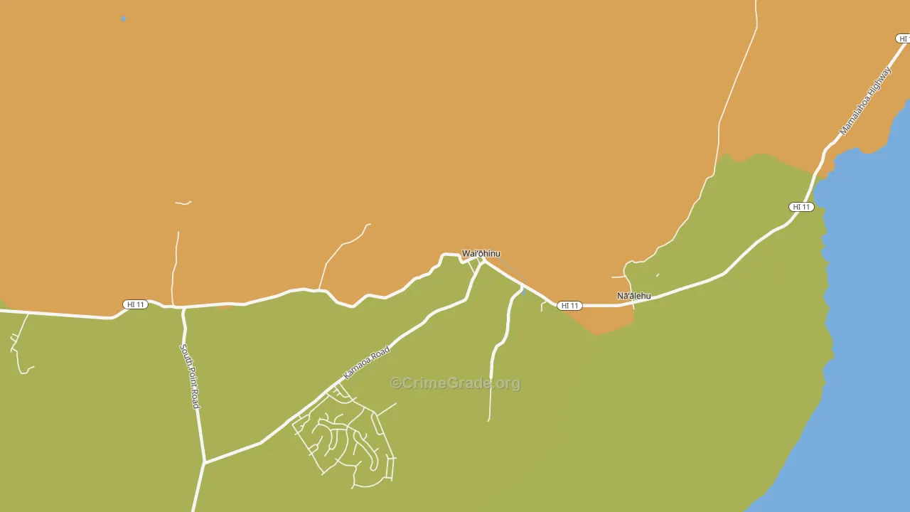 Waiohinu, HI Map of Vehicle Theft Rates