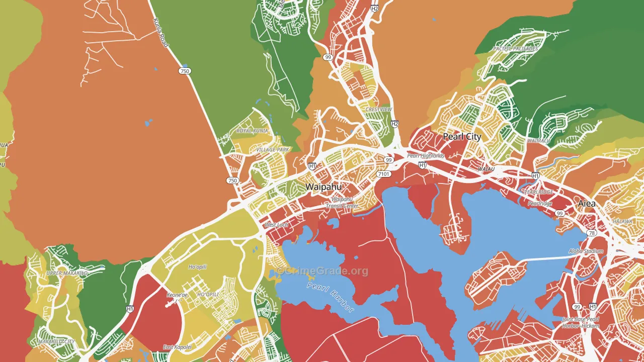 Waipahu, HI Map of Vehicle Theft Rates