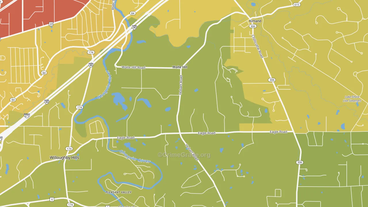 Waite Hill, OH Map of Vehicle Theft Rates