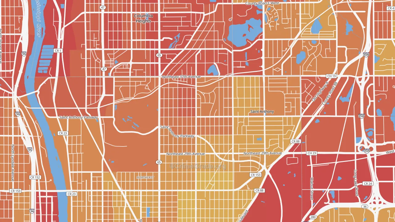 Waite Park, Minneapolis, MN Map of Vehicle Theft Rates
