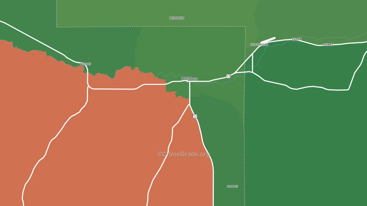 Waitsburg, WA Map of Vehicle Theft Rates