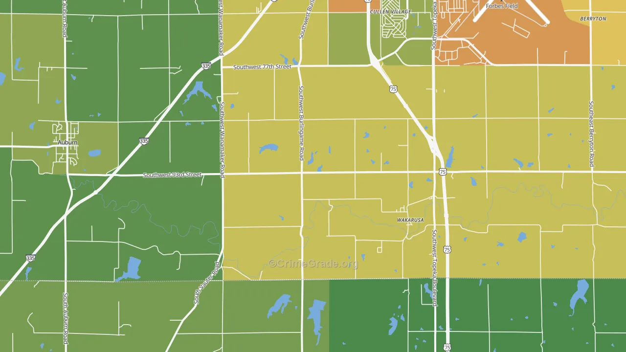 Wakarusa, KS Map of Vehicle Theft Rates