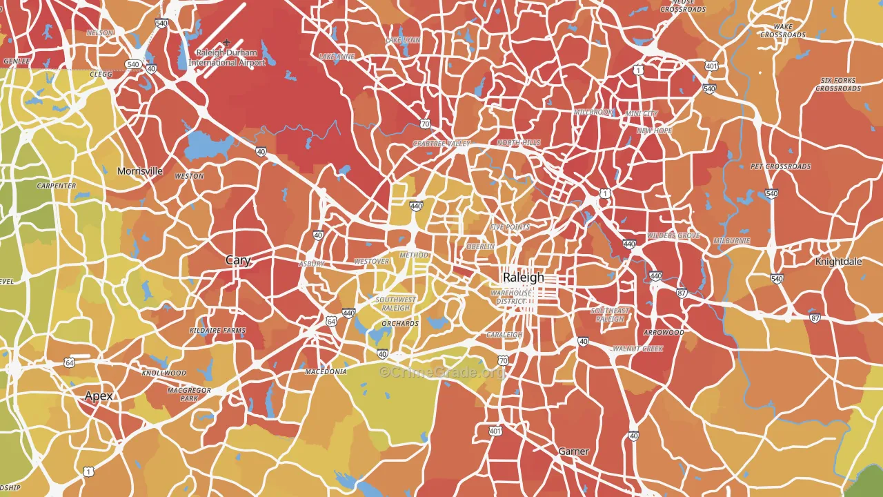 Wake County, NC Map of Vehicle Theft Rates