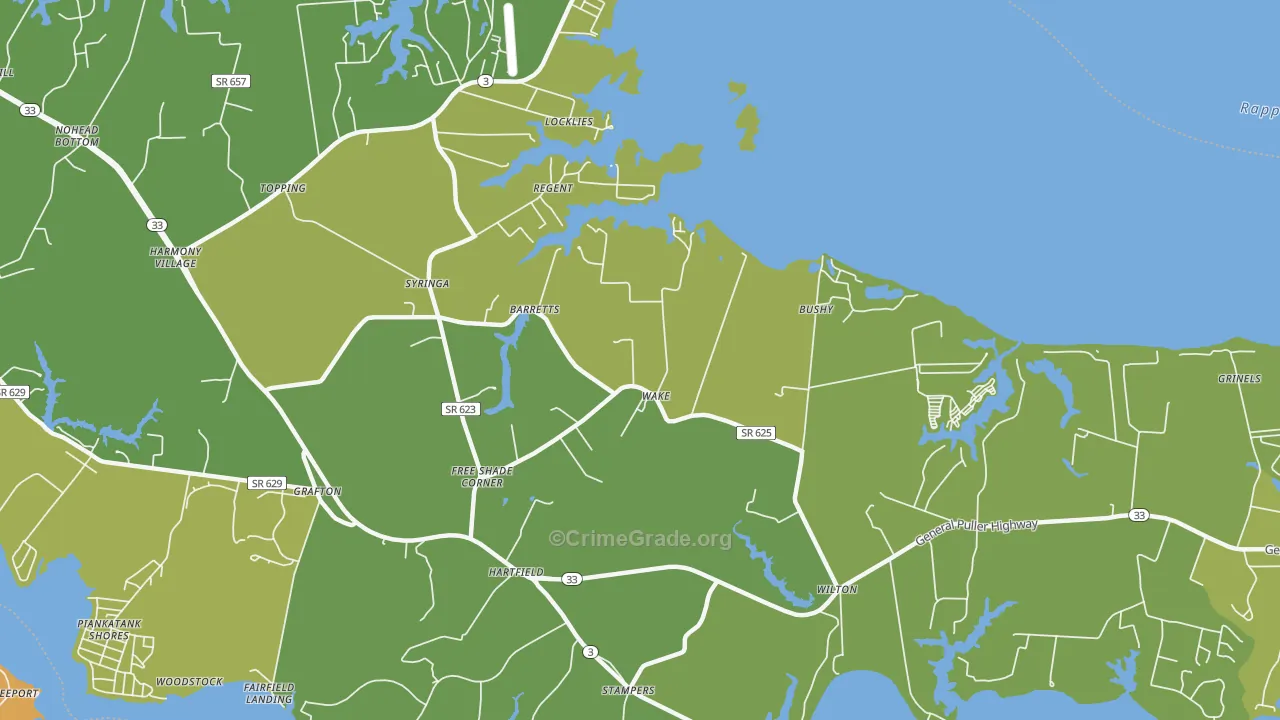 Wake, VA Map of Vehicle Theft Rates
