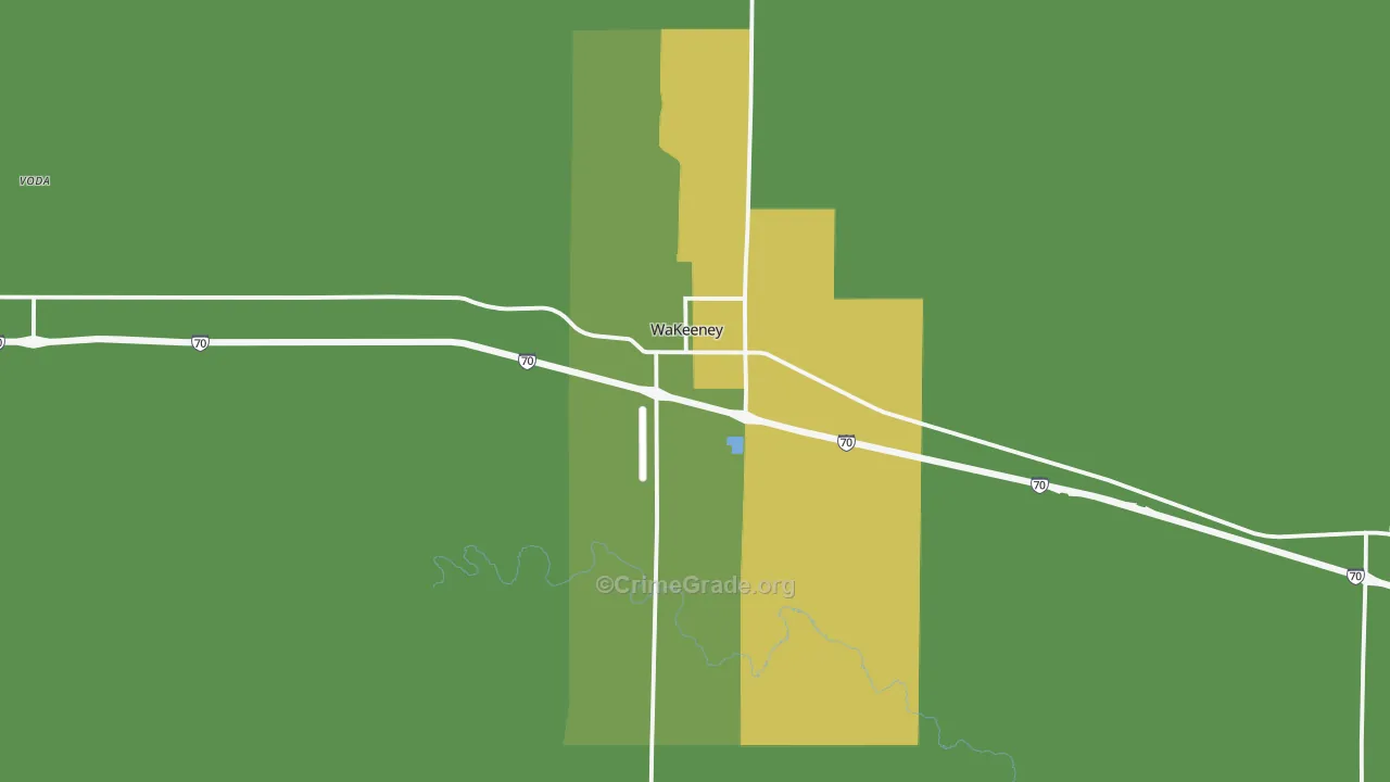 Wakeeney, KS Map of Vehicle Theft Rates
