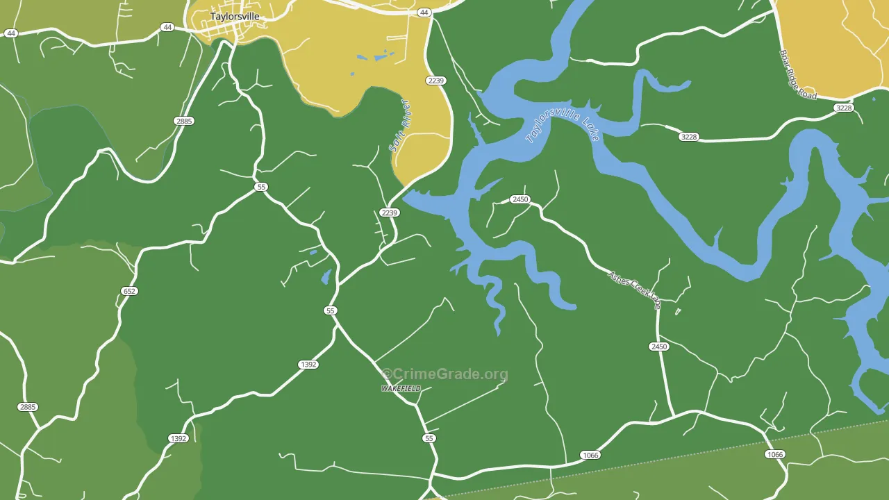 Wakefield, KY Map of Vehicle Theft Rates