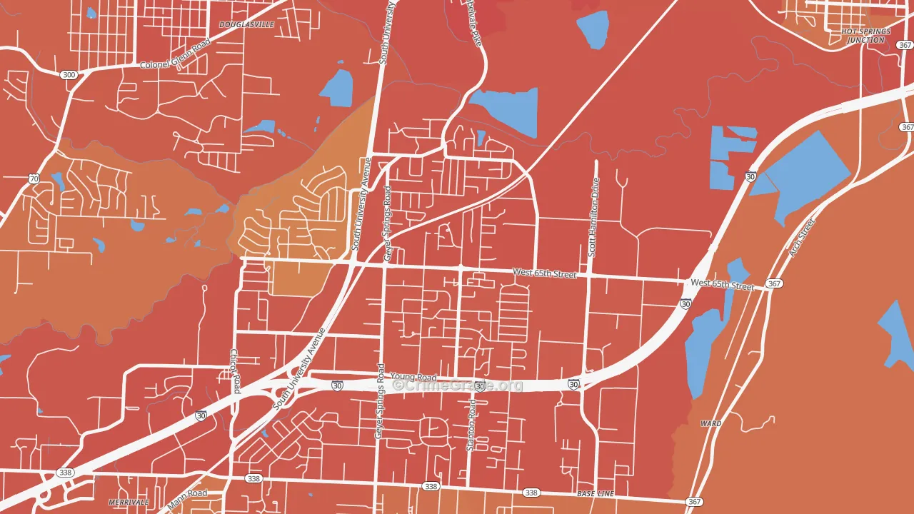 Wakefield, Little Rock, AR Map of Vehicle Theft Rates
