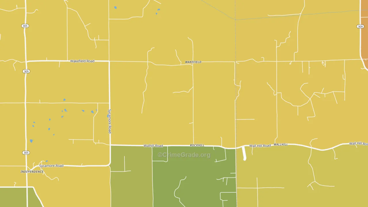 Wakefield, MS Map of Vehicle Theft Rates