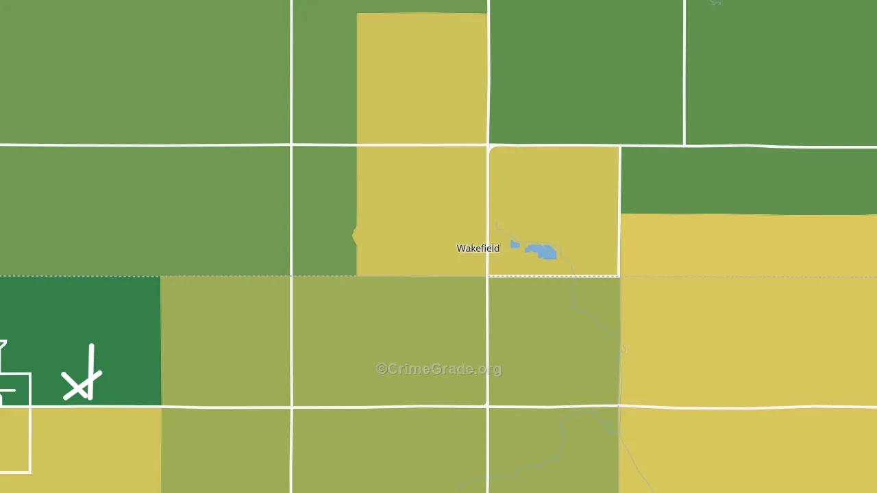 Wakefield, NE Map of Vehicle Theft Rates