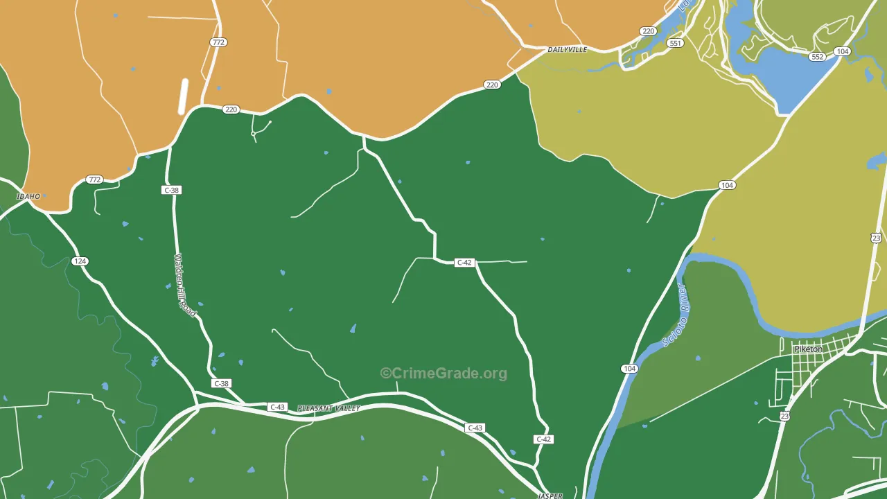 Wakefield, OH Map of Vehicle Theft Rates