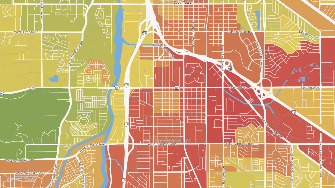 Wakefield, Tucson, AZ Map of Vehicle Theft Rates