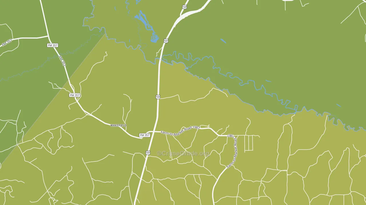 Wakefield, TX Map of Vehicle Theft Rates