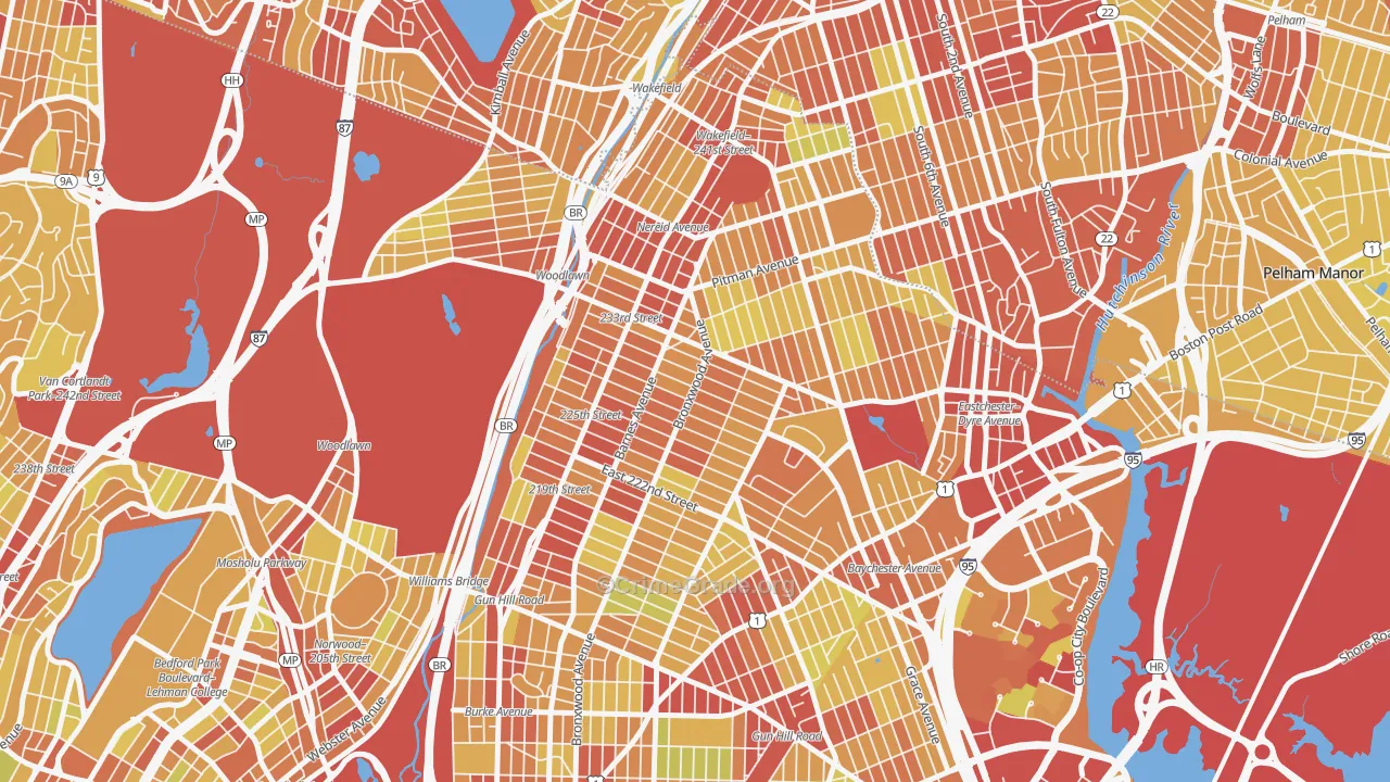 Wakefield-Williamsbridge, Bronx, NY Map of Vehicle Theft Rates