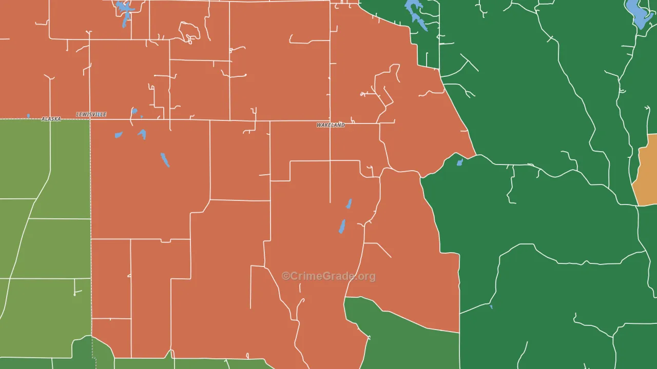 Wakeland, IN Map of Vehicle Theft Rates