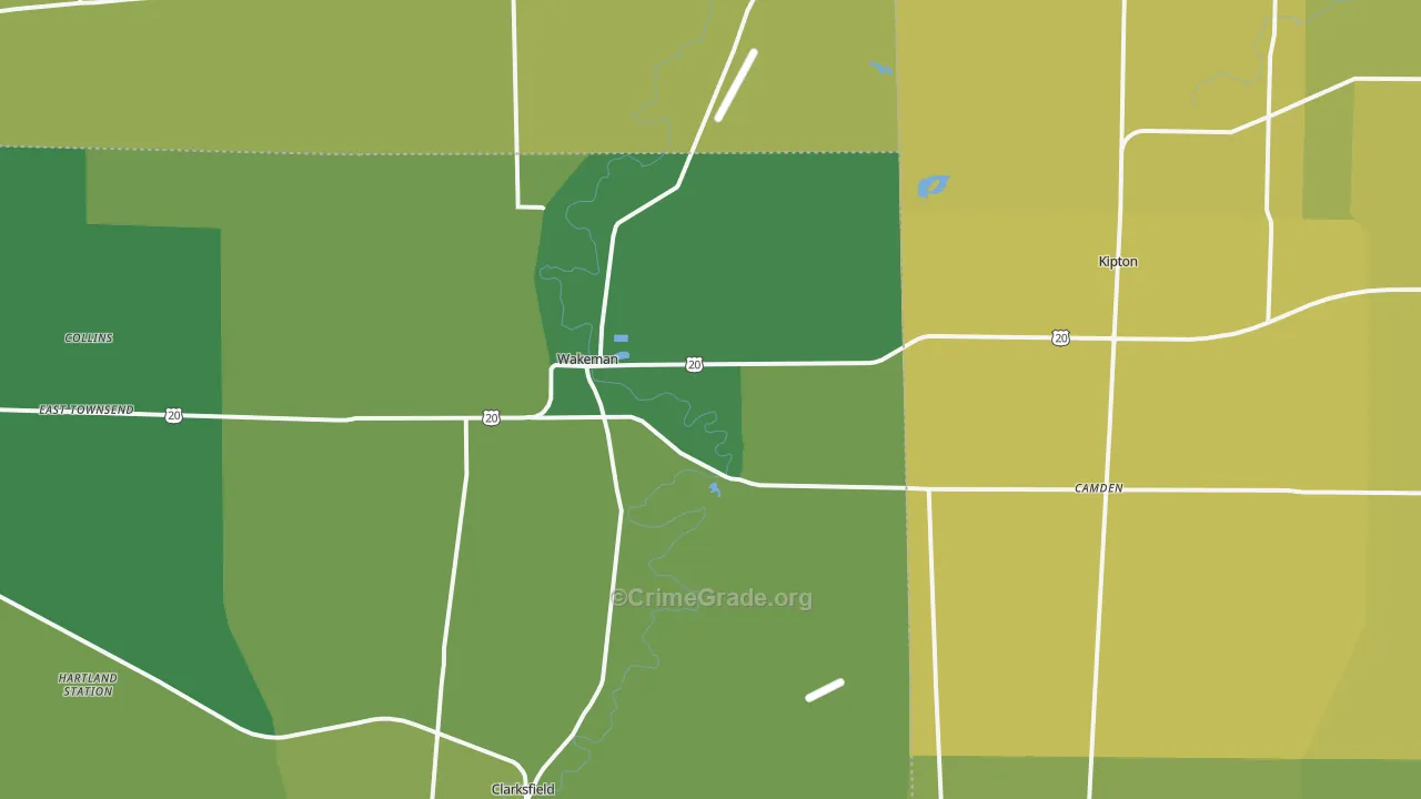 Wakeman, OH Map of Vehicle Theft Rates