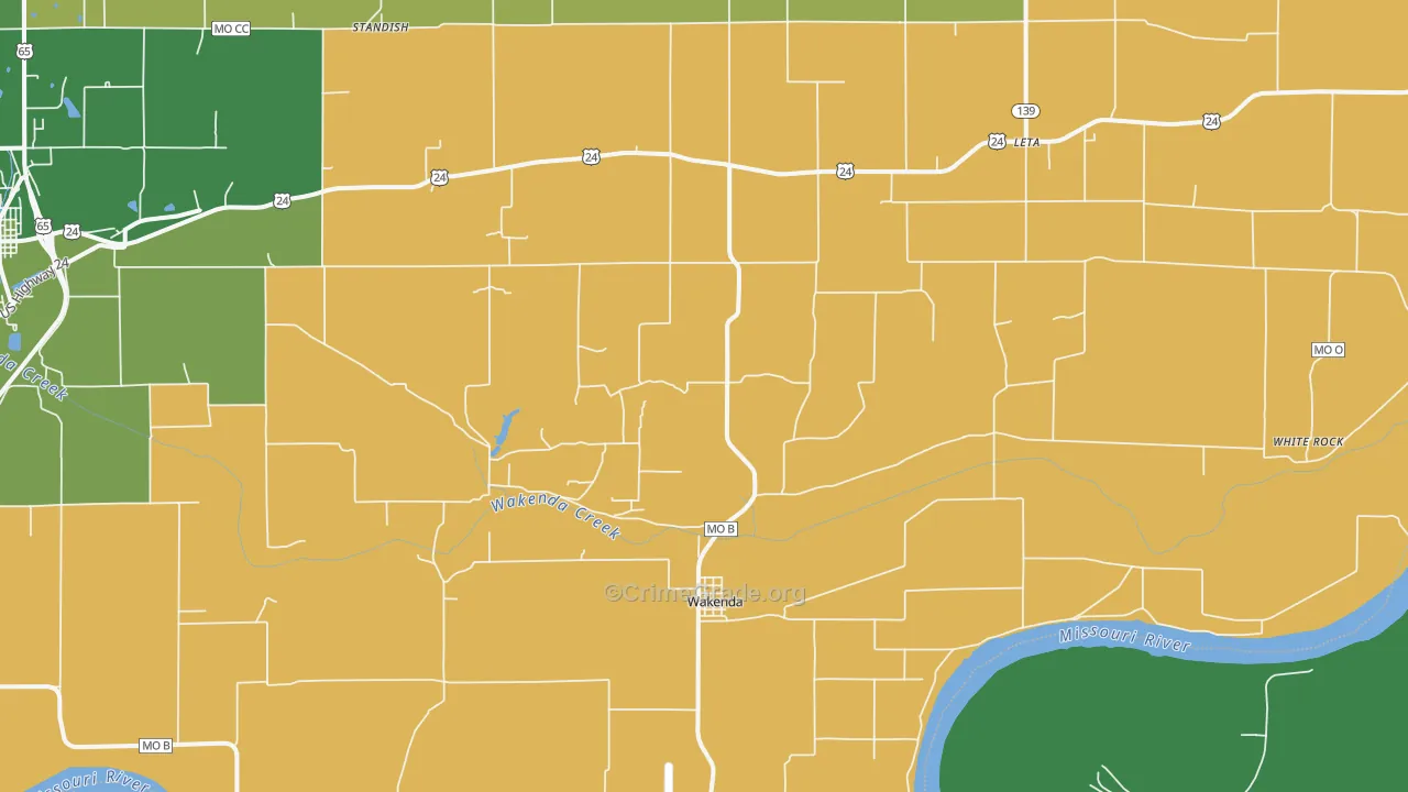 Wakenda, MO Map of Vehicle Theft Rates