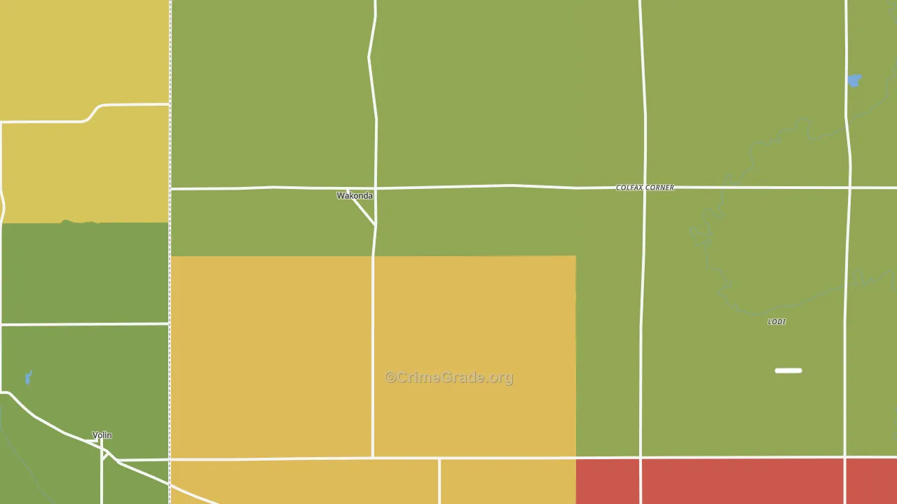 Wakonda, SD Map of Vehicle Theft Rates