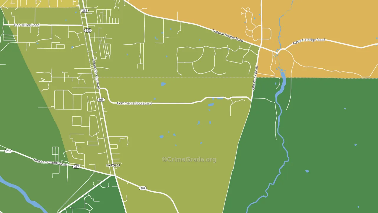 Wakulla, FL Map of Vehicle Theft Rates
