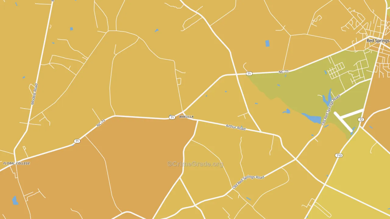 Wakulla, NC Map of Vehicle Theft Rates