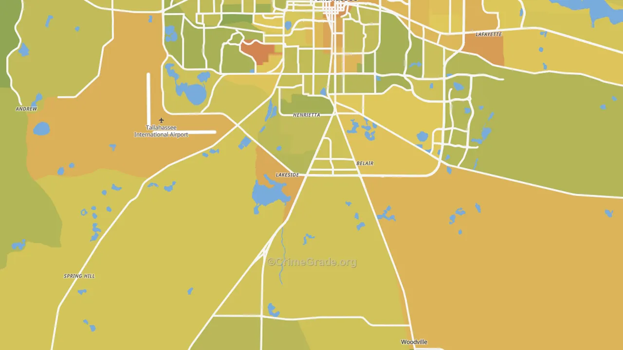 Wakulla Springs, FL Map of Vehicle Theft Rates