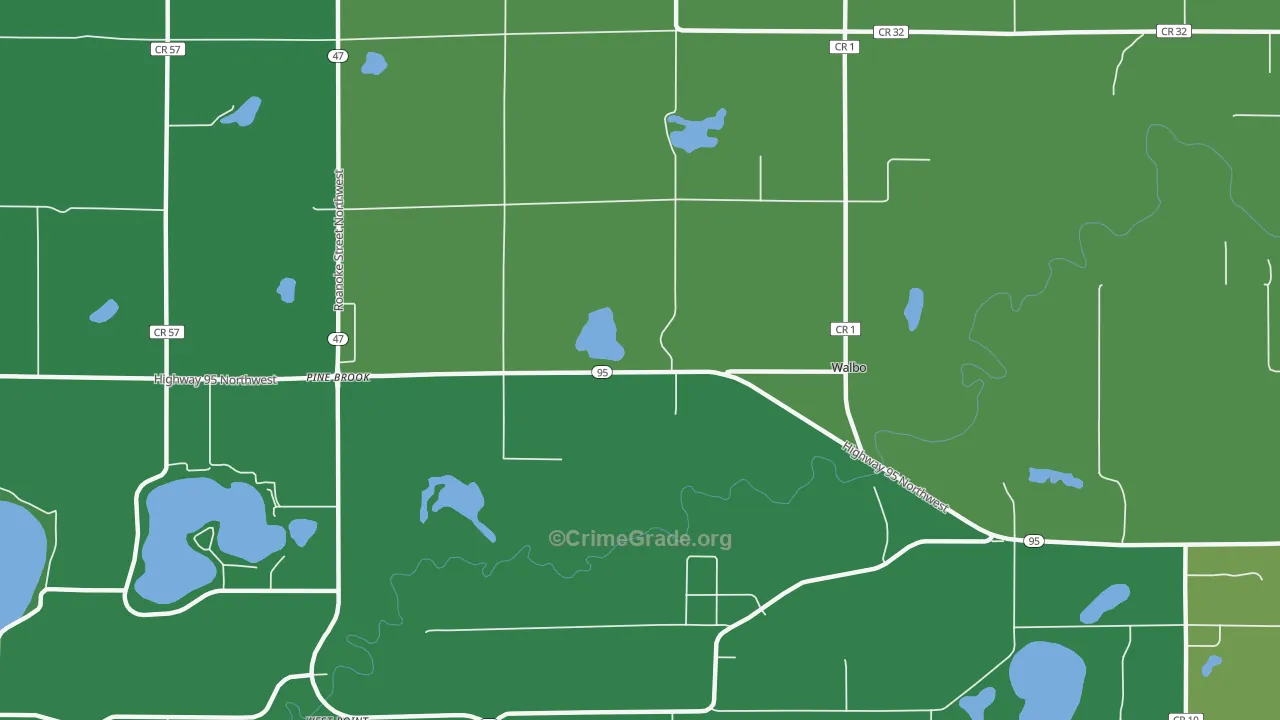 Walbo, MN Map of Vehicle Theft Rates