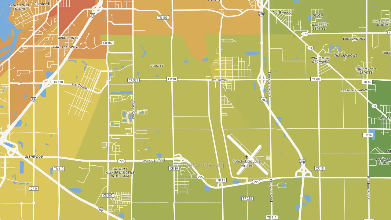 Walbridge, OH Map of Vehicle Theft Rates