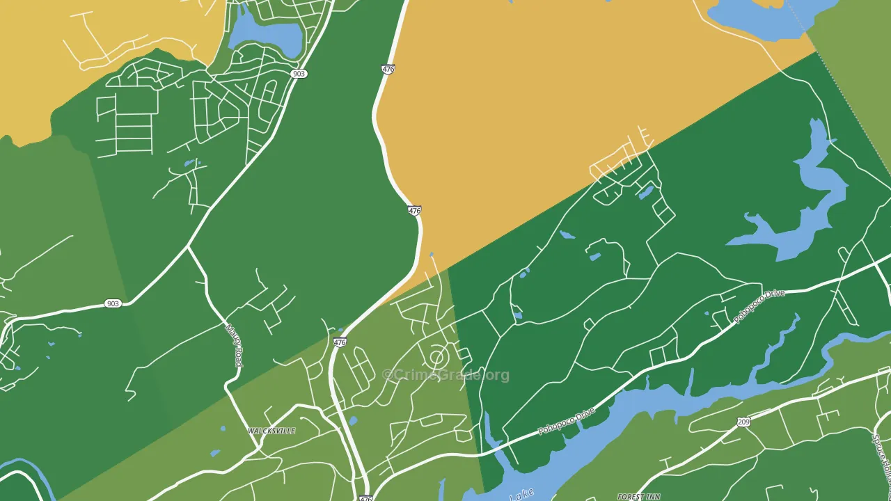 Walcksville, PA Map of Vehicle Theft Rates