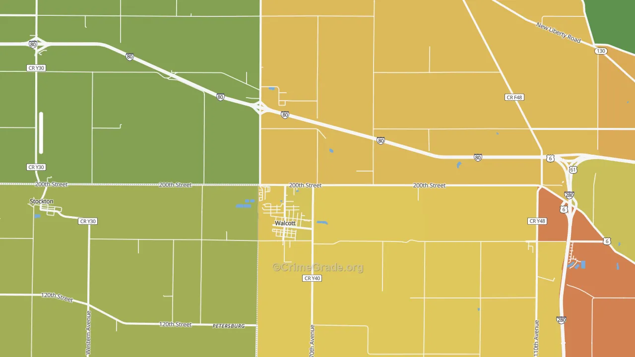 Walcott, IA Map of Vehicle Theft Rates