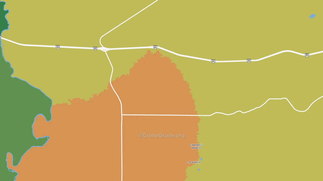Walcott, WY Map of Vehicle Theft Rates